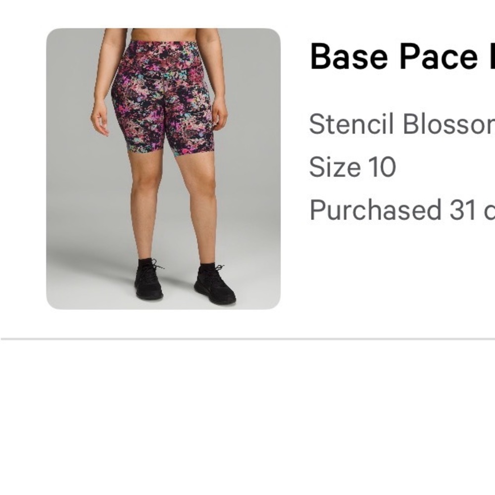 Lululemon Athletica Stencil Blossom Bike Shorts - Pink and Black